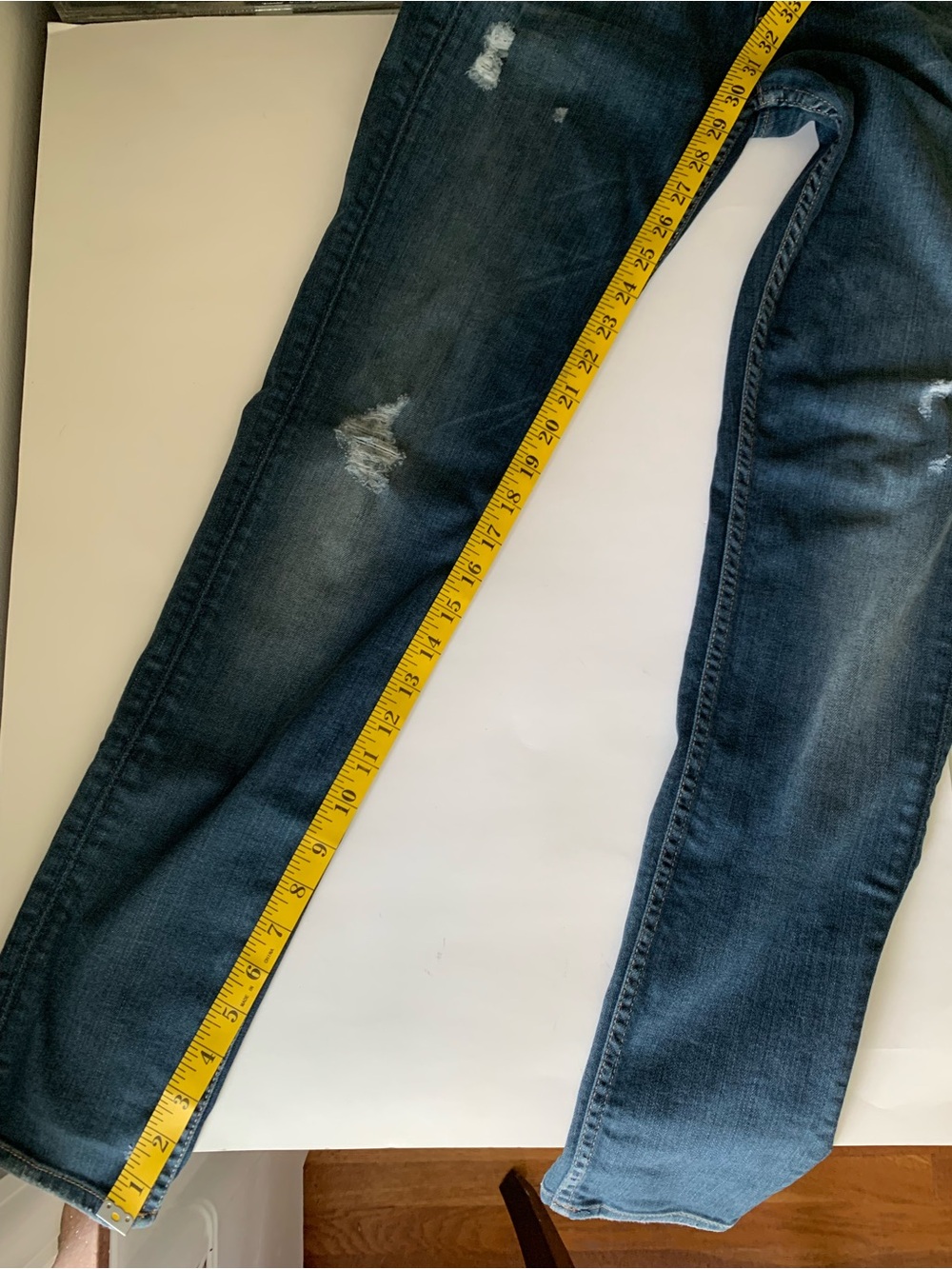 Hudson Collin Low Rise Stretch Skinny Jeans, 29, Vintage Florence Blue, Distress - Picture 9 of 16